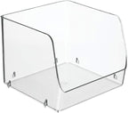 mDesign Modern Stackable Plastic Open Front Dip Storage Organizer Bin Basket for Kitchen Organization - Ligne Collection - 2 Pack - Clear