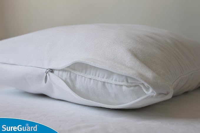 Set of 2 Euro Size SureGuard Pillow Protectors - 100% Waterproof, Bed Bug Proof, Hypoallergenic - Premium Zippered Cotton Covers - Smooth