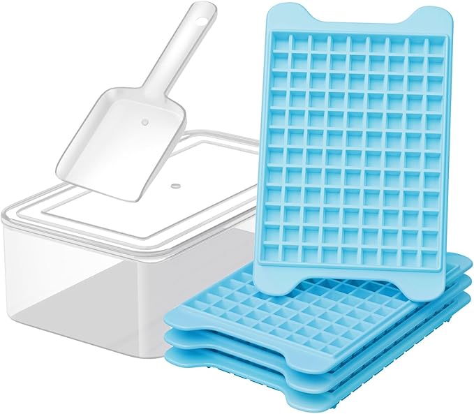 Mini Ice Cube Tray for Freezer: GGUW Nugget Ice Cube Tray with Bin - Crushed Ice Tray Making 4×108 PCS Icecube - Easy Release Iced Maker Trays