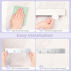 VIS'V Key Holder Wall Mount, Large Metal Self Adhesive Key Hanger with 4 Hooks, No Drilling, Extra Adhesive Strip, Silver