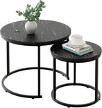 aboxoo Round Nesting Coffee Table Side Set of 2 End Tables