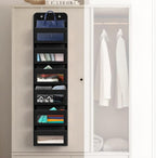Simple Houseware 6 Clear Window Pocket Over Closet Door Storage Hanging Organizer for Bedroom, Bathroom, Pantry, Black