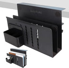 LUKETURE Desk Side Storage, 2 Tier Steel Hanging Organizer, No Drill Side Desk Organizer, Laptop Holder, with Pen Holder, Hanging Table Storage for Office Home, Fits Flat Edge Tables 0.3" to 2.8"