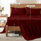 XL Twin Sheets Set - Luxury 338 Thread Count 100% Egyptian Cotton Sateen, Twin XL Sheet Set with All Around Elastic for a, Hotel Quality Bedding (Burgundy Solid)