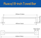RUACQ Towel Bar 16 inch, Towel Racks for Bathroom Wall Mounted, SUS304 Stainless Steel Towel Holder, Hand Towel Holder Organizer, Matte Black Single Bar, Total Length 18 inch
