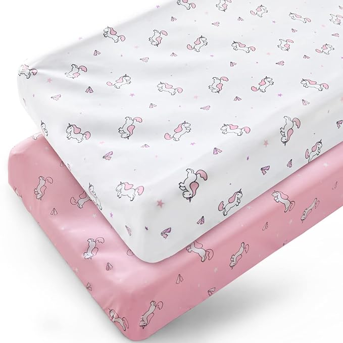 Changing Pad Cover for Girls 2 Pack, Comfy & Breathable Changing Table Cover for 32''x16" Changing Table Pads, Diaper Changing Pad Cover, Pink