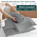 NON Sticky cotton Full Size Sleeper Sofa Sheets, 4 Piece Egyptian Cotton Bed Sheet Set for Sofa Bed, 7" Deep Pocket for Pull Out Couch Mattress, 54" x 75", Light Grey Solid, Soft & Breathable