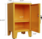 ALBAD Metal Nightstand with Lockable Cabinet, Compact Mini Locker Bedside Table
