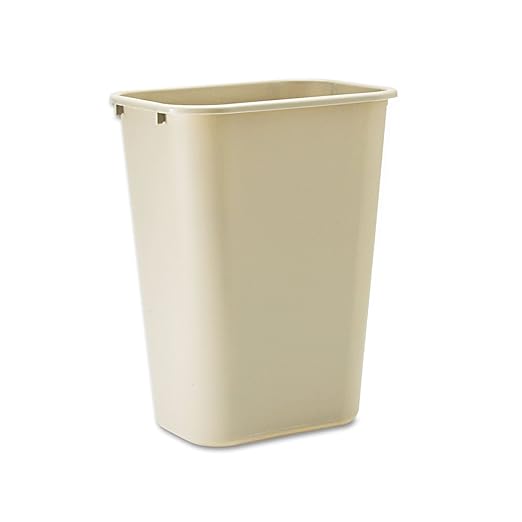 Rubbermaid Commercial Products Deskside Wastebasket/Trash Can, 10.25-Gallon/41-Quart, Beige, Plastic, Garbage Can for Home/Office, Fits Under Desk/Sink/Cabinet