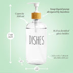 LOOCHICA 2 Pack Clear Glass Soap Dispenser with Plastic Pump, Transparent Dish and Hand Soap Dispenser Set, Refillable Reusable Apothecary Soap Pump Dispenser Bottles for Bathroom and Kitchen