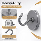Neosmuk Magnetic Hooks, Heavy Duty 130lb+ Strong Magnet Hook for Cruise Cabins, Cruise Essentials 2026 for Hanging, Metal Wall Refrigerator Hangers (Grey, 10 Pack)