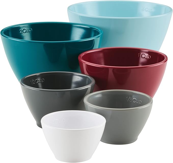 Rachael Ray Tools and Gadgets Nesting/Stackable Measuring Cups Set, 6 Piece - Assorted Colors