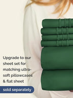 Extra Deep Queen Fitted Sheet - Hotel Luxury Single Fitted Sheet Only - Easily Fits 18 inch to 24 inch Mattress - Ultra Soft, Wrinkle Free with Extra Deep Pockets - Breathable & Comfy - Emerald Green