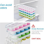 Ice Cube Tray with Lid, Easy-Release, Flexible, Ice Cube Tray, Spill-Resistant, for Freezer, Cocktail, Drinks, Coffee, 2 Pack 28 Pcs, Pink, 1.1x2.8x7.2 in
