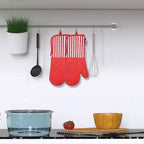 Alselo Silicone Oven Mitts Heat Resistant 932℉ with Waterproof & Non-Slip Kitchen Mittens, Set of 2 Extra Long Oven Gloves with Soft Cotton Terry Lining for Baking Cooking Barbecue (2, Red Mitts)