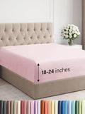 Extra Deep Queen Fitted Sheet - Hotel Luxury Single Fitted Sheet Only - Easily Fits 18 inch to 24 inch Mattress - Ultra Soft, Wrinkle Free with Extra Deep Pockets - Breathable & Comfy - Lavender Pink