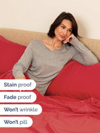 Extra Deep King Sheet Set - 6 Piece Breathable and Cooling Sheets - Hotel Luxury Bed Sheets Set - Easy & Secure Fit - Soft, Wrinkle Free and Comfy Sheets Set - Red Sheet Set with Extra Deep Pockets