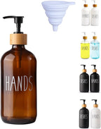 LOOCHICA Hand Amber Glass Soap Dispenser with Pump, Amber Hand Soap Dispenser, Refillable Reusable Apothecary Soap Pump Dispenser Bottles for Bathroom and Kitchen Use