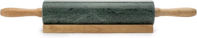 Fox Run Marble Rolling Pin and Base, Green 2.5 x 18 x 3 inches