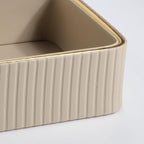 Desk Organizer Tray, PU Leather Nightstand Organizer Perfume Valet Tray for Men Women, Decorative Vanity Trays Trinket Dish Key Bowl for Entryway Table (Beige, Small)