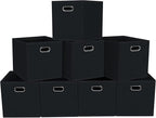 Fabric storage bins Cubes, Fabric Cube Organizer with Handle, Foldable Cube Bins for Cloth or Accessary Storage, 11x11x11, Set of 8, (Black)