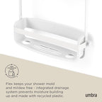 Umbra Flex Hanging Shower Caddy with 2 Shelves, Bathtub Shelf and Bathroom Organizer, White