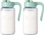 Mason Jar Pitcher - Airtight & Leakproof Glass Pitcher with Lid[set of 2], Perfect for Breastmilk, Cold Brew, and Sun Tea, 2 Quart (64 oz) Mason Jar with Pour Spout Lid