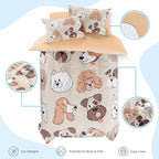 Dog Kids Bedding Set for Girls Boys, Ultra Soft Microfiber Comforter Set Twin Size 3-Pieces, Dogs Comforters Bed Sets for Kid Tween Teen Bedroom Decor