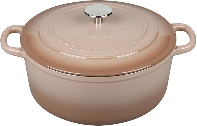 EDGING CASTING Enameled Dutch Ovens Cast Iron Dutch Oven Pot with Lid for Bread Baking, Cook, Dual Handle, 7 Quart, Mocha