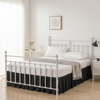 Tufted Dot Bed Skirt Full Size Ruffled Bed Skirt with Split Corners, 14 Inch Drop Dust Ruffle Bed Skirts with Platform, Black
