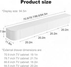 Floating TV Stand 87 Inch Wall Mounted TV Cabinet with 2 Drawers, TV Media Console with Flip-Down Door & Drawers for Living Room (White, 86.6")