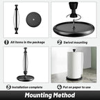 VEHHE Paper Towel Holder Countertop with Weighted Base, One-Handed Tear Paper Towel Holder with Damping Function and EVA Non-Slip Pad for Bathroom and Kitchen (Black)