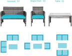 Tangkula 4 PCS Wicker Patio Conversation Set, Outdoor Rattan Sofas