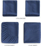 SPRINGSPIRIT Split Top King Sheets Sets for Adjustable Bed, 4 Piece Bed Sheets Set Deep Pockets, Extra Soft and Breathable Bedding Sheets, Navy