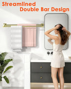 Alise Bath Double Towel Bars Towel Racks for Bathroom,Wall Mount Towel Holder Heavy Duty SUS304 Stainless Steel Towel Hanger Towel Rail,Gold,32 Inch