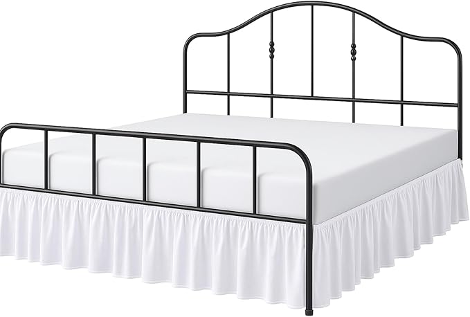 Cottington Lane Ruffled Bed Skirt Full Size with Split Corner, Brushed Microfiber Hotel Quality White Dust Ruffle, 24 Inch Drop Gathered Bedskirt, Soft and Stylish, Shrinkage and Fade Resistant