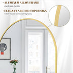 Koonmi 30"x71" Arched Full Length Mirror, Gold Large Floor Mirror with Aluminum Alloy Frame, Standing Hanging or Leaning Wall-Mounted Full Body Mirror for Living Room and Bedroom