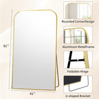 Full Length Mirror 81"x41" Arched Floor Standing Large Mirrors Full Body Mirror with Stand - with Aluminum Frame for Bedroom Living Room, Gold