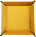 Valet Tray Desktop Storage Organizer – Vegan Leather Catchall Tray Bedside Vanity Tray Nightstand Caddy Holder for Remote Controller, Watch, Keys, Phone, Wallet, Coin, Jewelry, Yellow