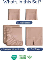 Extra Deep Pocket Split King Sheets - 5 Piece Breathable & Cooling Bed Sheets - Hotel Luxury Bed Sheet Set - Soft, Wrinkle Free & Comfy - Easily Fits Extra Deep Mattresses - Deep Pocket Mauve Sheets