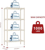 IZEUK 4 Tier Steel Storage Shelves, Heavy Duty Metal Shelf Wire Shelving Rack for Pantry, Kitchen, Living Room, or Bathroom Organization (11.8" D x 23.6" W x 47.5" H, 1000LBS, Light Tan)