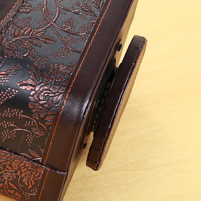 PU Leather Remote Control Organizer with 360° Spinning Design,Desk Organizer for TV Remote,Phone,Pen,Glasse,Mail,Tablet,Calculator,Controller-Home & Office Storage Caddy (Antique Brown) ﻿