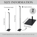 Marsui 2 Pcs Adjustable Clothing Display Rack Adjustable from 48" to 72" Single Clothing Display Stand Metal Black Rack Retail Use Single Customer Shirt Stand for Thrift Shop Retail Store