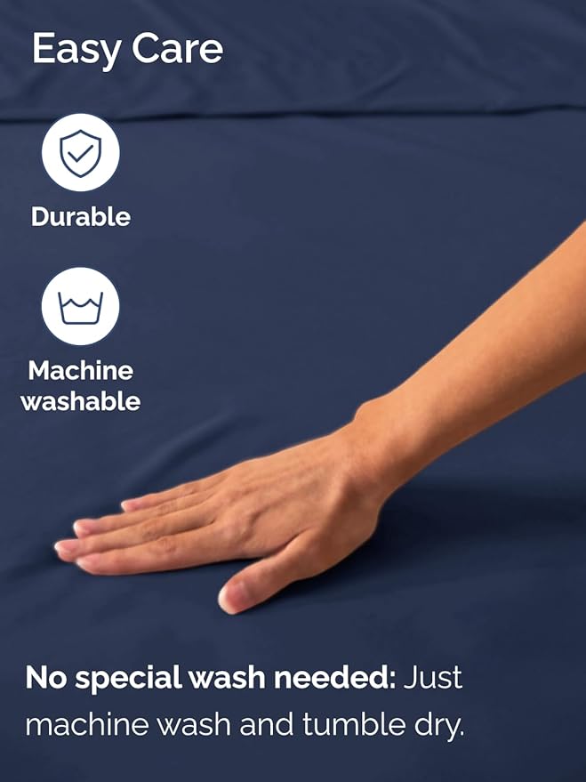 Extra Deep Twin Fitted Sheet - Hotel Luxury Single Fitted Sheet Only - Easily Fits 18 inch to 24 inch Mattress - Ultra Soft, Wrinkle & Fade Free w/Extra Deep Pockets - Breathable & Comfy - Navy Blue