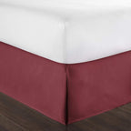 Bed Skirt - 100% Cotton 800 Thread Count Box Pleated Bed Skirt - Luxury Pleated Dust Ruffle, Hotel Quality Modern Bed Skirt, Easy Fit with 12 Inch Tailored Drop, California King, Burgundy