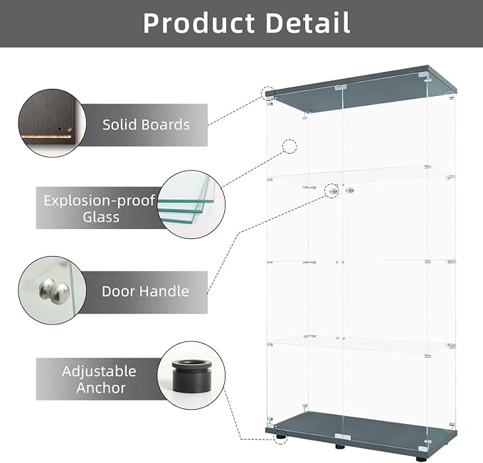 LFT HUIMEI2Y Glass Display Cabinet 4-Shelf