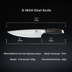 WILDMOK Chef Knife 8 Inch, German Steel Kitchen Knives Chef's Knives with Pakka Wood Handle, Gift Box
