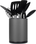 Kitchen Utensil Holder for Countertop 360° Rotating Utensil Caddy Extra Large Utensil Crock Cooking Utensil Holder for Kitchen Counter (Dark Grey)