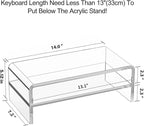 Egchi Acrylic Monitor Stand, 2 Tiers Clear Monitor Riser Computer Stand for Office, Home, Office, 5.12 Inches Hight PC Desk Stand for Keyboard Storage, Premium Platform for Laptop Printer TV Screen