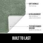 GORILLA GRIP Bath Rug Mat 60x24, Soft Absorbent Chenille, Quick Dry Microfiber Mats, Rubber Backing Washable Shower Floor Rugs, Bathmat Runner, US Designed Bathroom Home Decor Accessories Sage Green
